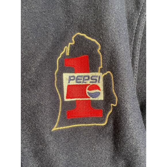 Original Holloway College Varsity Pepsi Logo Jacket Navy Red Size L - Picture 2 of 11